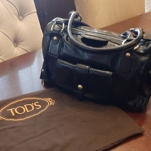 Tods Black Patent Leather Handbag